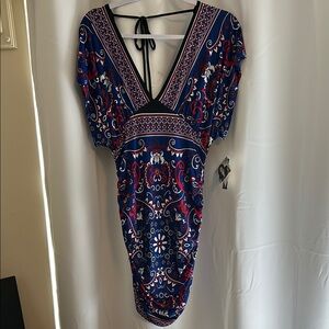 Baby Phat Blue and Red Puff Sleeve Sundress